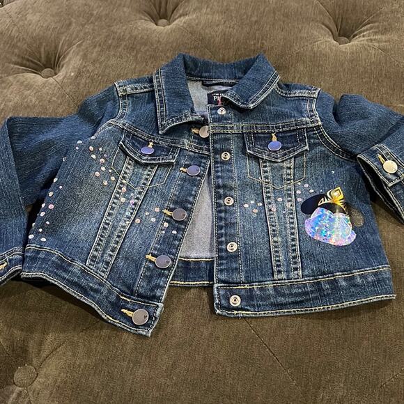 Blinged out Jean jacket size 3t made by dazzlecandy - Picture 1 of 2